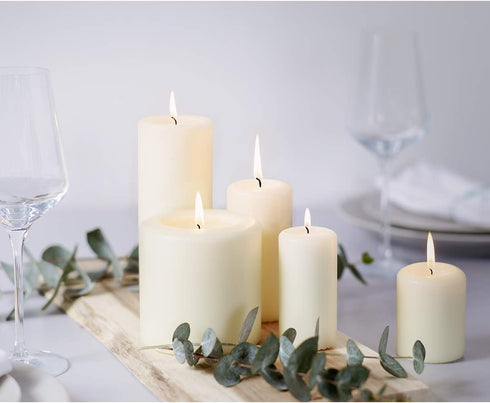 BOLSIUS 6 Ivory Pillar Candles Bulk - 3x3 Inches Candle Set - 25+ Hours Clean Burning - No Palm Oil - 0% Animal Fat - Premium European Quality - U...