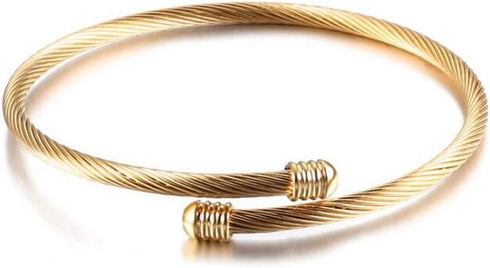 Jude Jewelers Stainless Steel Cable Wire Open Cuff Adjustable Size Bangle Bracelet...