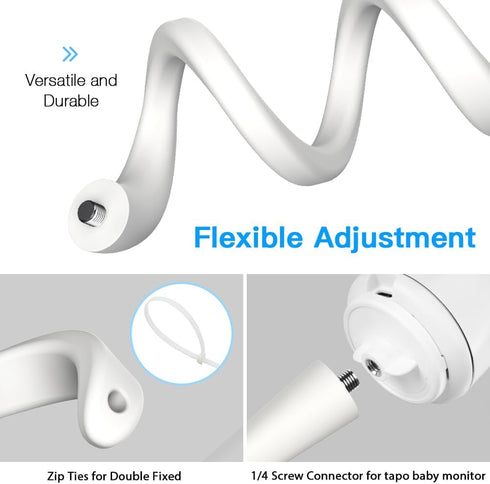 HOLACA Flexible Twist Mount for ARENTI Video Baby Monitor Camera Stand Bracket with 1/4 Threaded Hole Holder and Adjustable 360 Degree Mount for C...