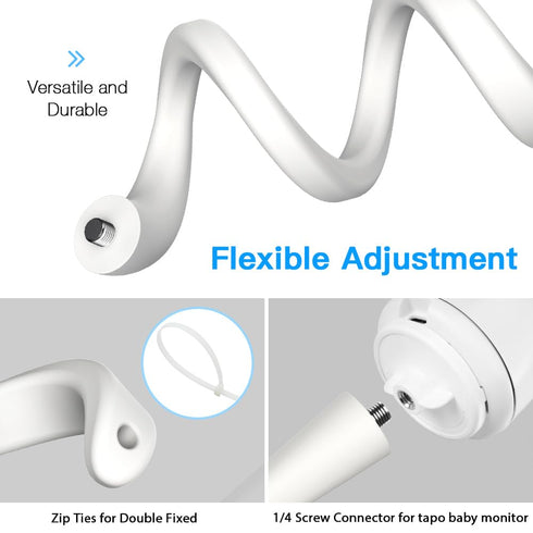 Flexible Twist Mount for Arenti Baby Monitor?No Tools or Wall Damage Required (White)...