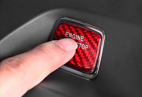 iJDMTOY Gloss Red Real Carbon Fiber Keyless Engine Start/Stop Push Start Button Cover Compatible with 2016-up Chevrolet Camaro...