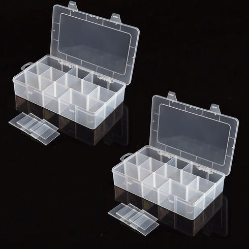 2 Packs 30 Large Grids Sewing Thread Organizer Storage Box,with Adjustable Dividers,Clear Plastic Container Holder for Embroidery,Washi Tape...
