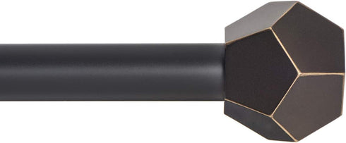 Ivilon Drapery Treatment Window Curtain Rod - Faceted Hexagonal 1 inch Pole. 16 to 28 Inch (Side Curtain Rod) Antique Black...