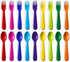 Toddler Utensils Set of 18 Plastic Kids Utensils Forks and Spoons - BPA FREE/Dishwasher Safe Toddler Flatware Set Brightly Colored Children's Safe...