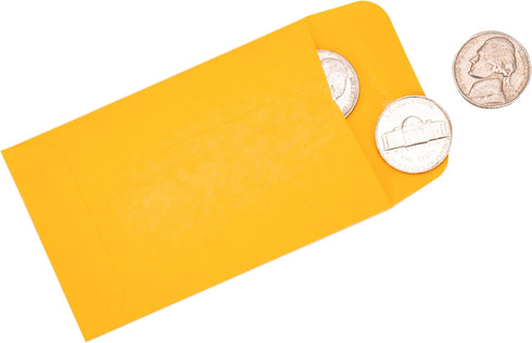 ESSENTIAL #1 100 Piece Coin Envelopes 2.25" x 3.5" with Gummed Flap, Small Parts Envelope for Home and Office Use (Yellow -100)...