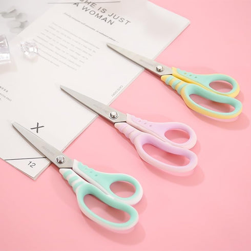 Pastel All Purpose Scissors, Non Stick Craft Scissors Sharp Fabric Sewing Shears with Soft Grip, 7" Paper Cutter for Home School Office Supplies, ...
