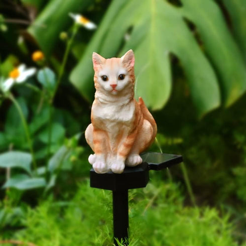 Garden Cat Decor Ornaments Outdoor Solar Light Lawn Decorations Cute Animal Stake Patio Yard Statue Waterproof Gifts for Cat Lovers...