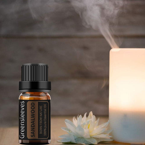 GREENSLEEVES Sandalwood Essential Oil 0.33 Fl Oz, 100% Natural, Perfect for Air Freshener, Body Care, Aromatherapy Massage, Scented Candle, Bath B...