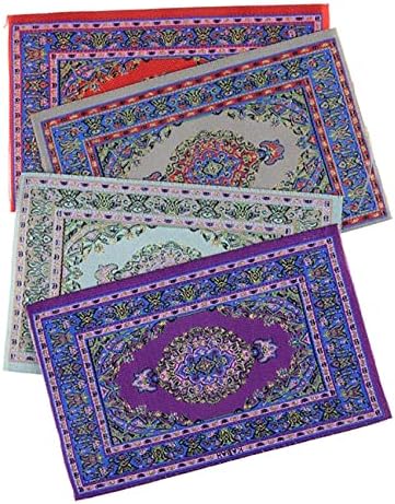 4 Pieces Mini Floor Blanket Dollhouse Blankets Doll House Furniture Decor 1:12 Dollhouse Miniature Doll Furniture Blanket Turkish Carpets Rugs 4Pc...