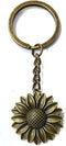 Antique Bronze Colored Sunflower Pendant Key Chain-Bronze Key Ring-Sunflower Keyring Keychain...