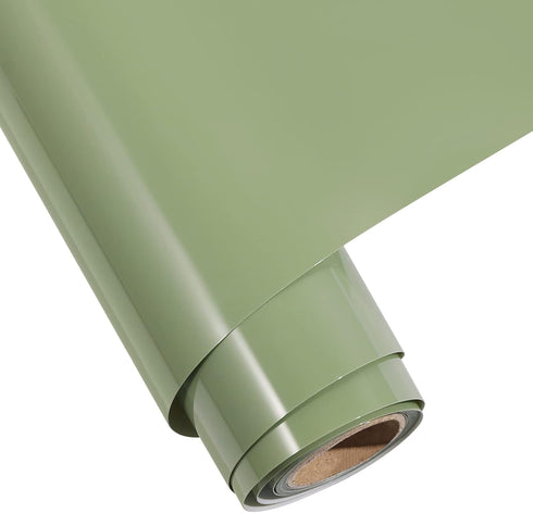 Gatichetta Heat Transfer Vinyl Roll, Khaki Green Iron on HTV 12" x 6FT, Smooth PU HTV for T-Shirts, Fabris, DIY Designs...