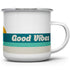 Good Vibes Retro Camper Enamel Mug, Camping Coffee Mug, Beach Surf Lover Gift, Camp Outdoor Mug (12oz)...