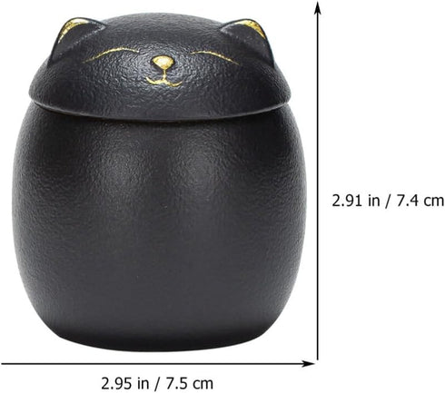 Angoily Ceramic Jar, 160ml Food Storage Containers Japanese Lucky Cat Tea Canister Maneki, Ceramics Tea with Lid, Tea Jar for Coffee Candy Chocola...