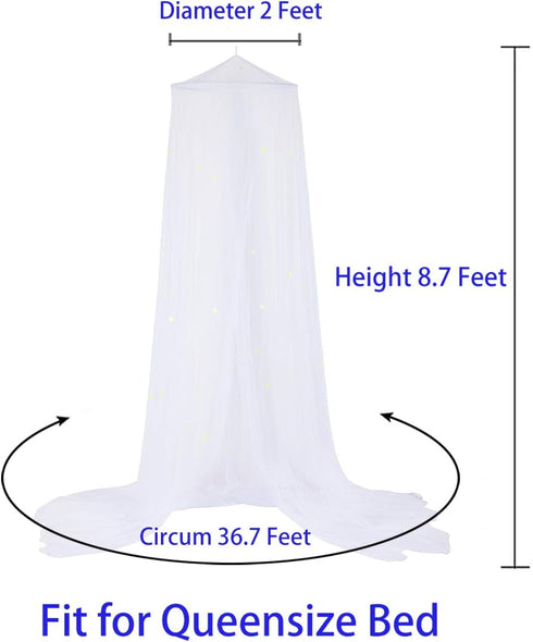 BCBYou Bed Canopy Mosquito Net with Fluorescent Stars Glow in Dark for Baby, Kids, and Adults, for Cover The Baby Crib, Kid Bed, Girls Bed Or Full...