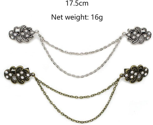 7Pcs Retro Sweater Chain Shawl Clips Cardigan Dresses Clip Collar Clip with Chain for Women Girls...