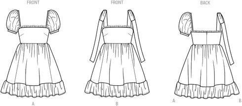 Know Me Misses' Baby Doll Dress Sewing Pattern Kit, Design Code ME2039, Sizes 6-8-10-12-14...