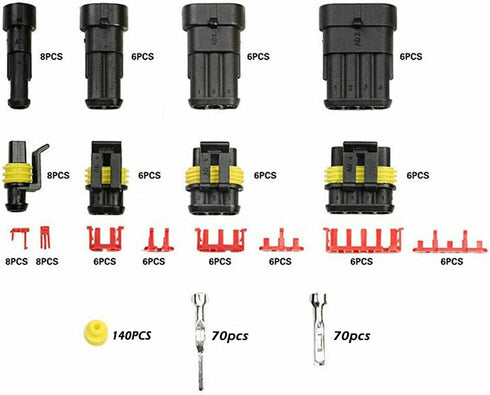 MUYI 384PCS Electrical Connectors Kit, 1/2/3/4 Pin Automotive Electrical Wire Connector Plug Car Electrical Connector Terminals Male and Female...