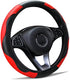 Leather Car Steering Wheel Cover for Men Women, Breathable, Non-Slip, Universal 15 Inch Microfiber Elastic Steering Wheel Protector for Most Cars ...