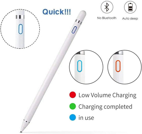 Stylus Pens for Touch Screens,Active Stylus Compatible with Apple,Rechargeable Capacitive 1.5mm Fine Point with iPhone iPad and Other Tablets (Whi...