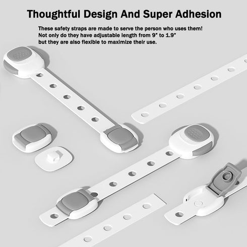 Cabinet Locks Baby Proofing Straps - Child Proof Refrigerator Lock Pack 6 Stove Oven Locks Door Strap for Kids Childproof Safety Cupboard Locks, 3...