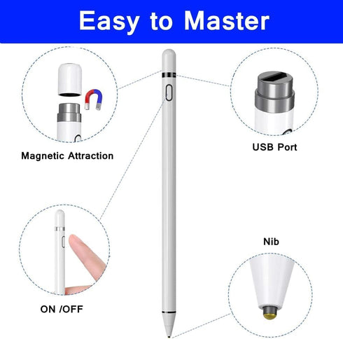 Stylus Pens for Touch Screens, Compatible with iOS/Samsung/Android, 1.5mm Ultra Fine Copper Tips, Sensitive Touch, Rechargeable Stylus Pen with Ar...