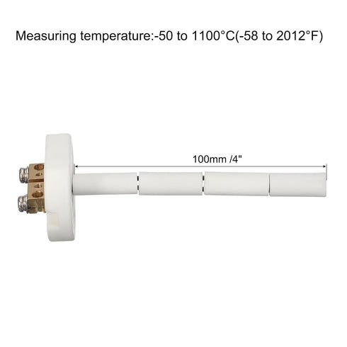 MECCANIXITY 4" K Type Ceramic Kiln Furnace Probe Thermocouple Sensor for Muffle Furnace Oven, High Temperature -50 to 1100°C 2x100mm...