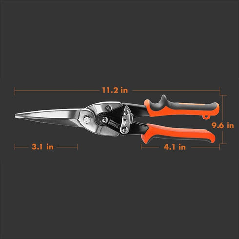 Finder 12" Aviation Snips, Long Straight Cut Tin Snips Cutting Shears Power Cutter with CR-V Blade & Comfortable Grip, 300mm Scissors for Cutting ...