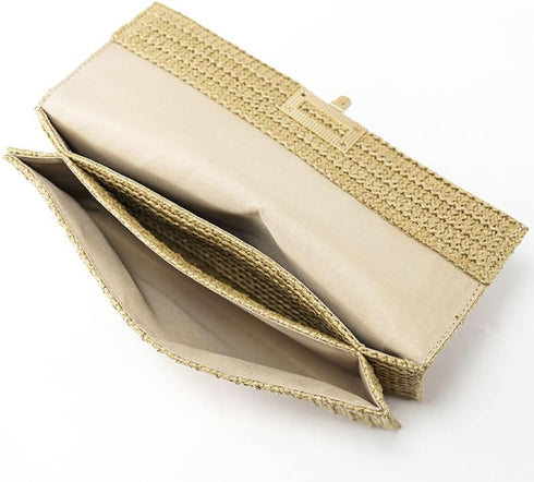 Obosoyo Summer Straw Clutch Purses for Women Boho Woven Beach Bag Envelope Wallet Flap Handbags Cell Phone Evening Purse...