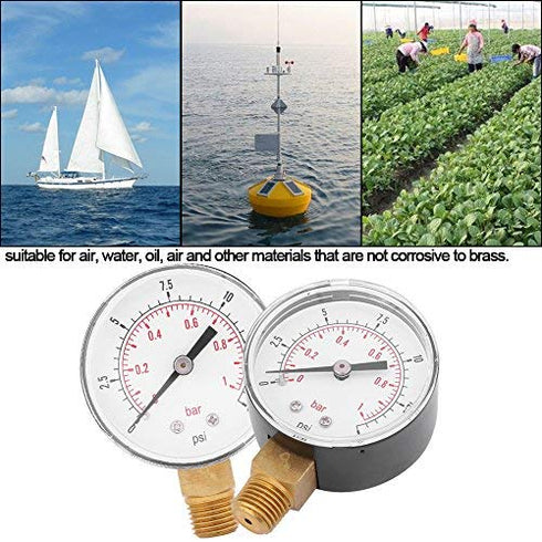 Low Pressure Gauge for Fuel Air Oil Water 0-15psi/0-1bar 1/4" BSPT Bottom Mount Oil Pressure Gauge...