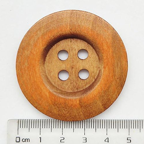 Chenkou Craft 20pcs Big Size 50mm 2" Light Brown Round Wood Buttons 4 Holes Craft Sewing Button...