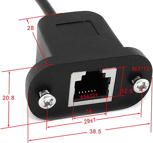 RJ12 6P6C Cable to 6 Pin 0.1" Pitch Debug Terminal Block Adapter 6 Ways Telephony Female Connector Socket Bulkhead Panel Mount Extension Cable...