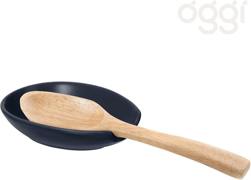 OGGI Spooner Ceramic Spoon Rest- Spoon Rest for Stove Top, Spoon Holder for Countertop, Kitchen Decor for Counter, Coffee Bar Accessories, Midnigh...