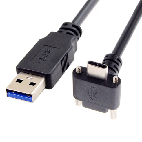 chenyang USB 3.0 to USB C 90 Degree Angled Data Cable with Panel Mount Screw for Industrial Camera 5.0M...