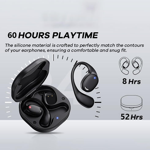 Open Ear Headphones, True Wireless Bluetooth Earphones Air Conduction Sweatproof Sport Earbuds Headsets with Earhooks for Running Workout 60Hrs Pl...