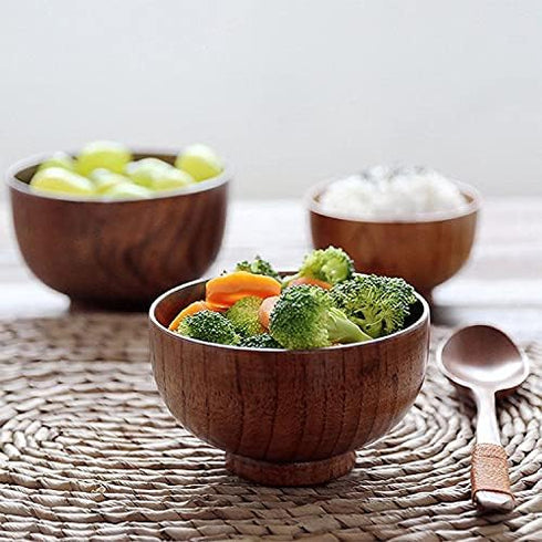 JapanBargain 1653, Wooden Miso Soup Bowls Japanese Zen Style Dessert Bowl Salad Bowl Snack Bowl Rice Bowl, Set of 2...