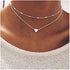 Love Heart Layered Choker Necklace Silver Simple Beads Pendant Necklace Simple Chain jewelry for Women...