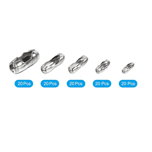 MECCANIXITY Ball Chain Connector Clasps, Stainless Steel Replacement Cord Connector Fit for 1.5/2/2.4/3.2/4mm Beaded Ball Chain, Silver Pack of 10...