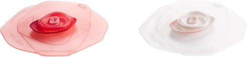 Charles Viancin-Set of 2 Rose Frozen White 4”Silicone Drink Covers-Airtight Seal on Any Smooth-Rimmed Glass, Keep Drinks Cool or Hot, Protect from...