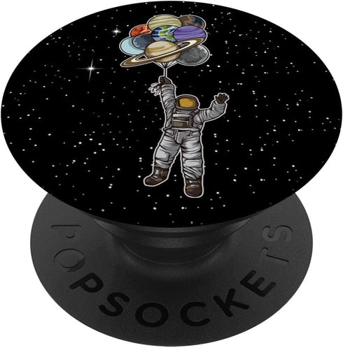 Astronaut With Balloons That Are Planets - Spaceman Galaxy PopSockets Adhesive PopGrip...
