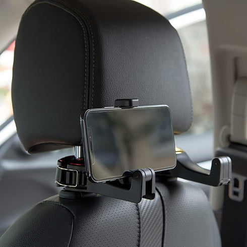 2 Pack 360° Rotation Car Headrest Hook with Phone Holder, Backseat Car Organizer, 2 in 1 Car Vehicle Back Seat Headrest Mobile Phone Holder Hanger...