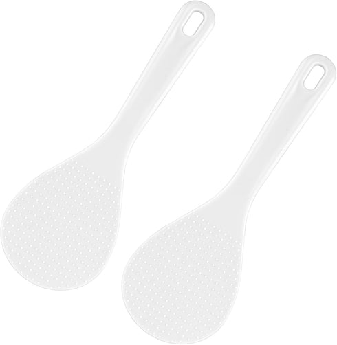 2PCS Rice Serving Spoon White Non-Stick Rice Spoon Paddle Rice Cooker Spoon Large Plastic Rice Spatula 7.95 Inch...