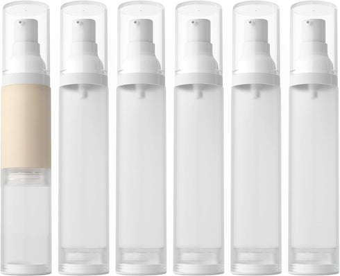 LONGWAY 1.7oz 50ml Airless Cosmetic Cream Pump Bottle Travel Size Dispenser Refillable Containers/Foundation Travel Pump Bottle for Shampoo?Pack o...