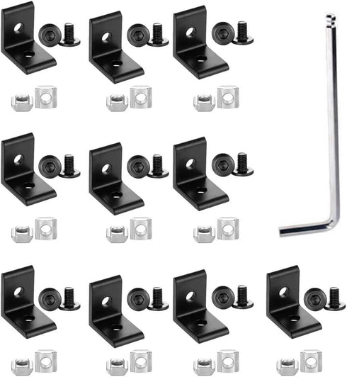 10Sets 2020 Corner Bracket Connectors for 2020 Series 6mm Slot Aluminum Extrusion Profile Accessories(L Black)...