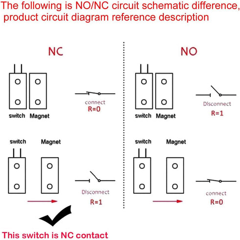 Rolling Door Contact Magnetic Reed Switch Alarm with 2 Wires for NC. Applications MC-52...