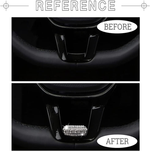 1797 for Volkswagen VW Accessories Jetta Passat Tiguan e-Golf Golf Atlas Arteon Bling Steering Wheel U Shape Cover Trim Parts Sticker Silver Cryst...