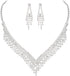 Unicra Silver Bride Wedding Jewelry Sets Crystal Bridal Necklace Earrings Set Rhinestone Costume Jewelry Set Prom Choker Necklace for Women and Br...