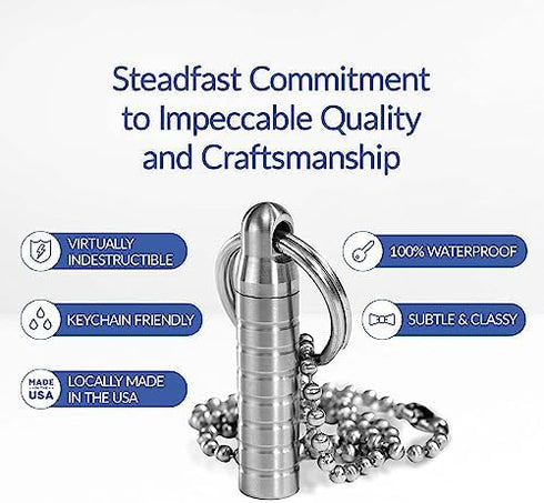 Extra-Small Nitroglycerin Keychain Holder, Made in USA Stainless Steel Pill Keychain Container, Waterproof Pill Case, Stores 7 Nitro Pills...