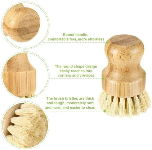 1 Pcs Palm Wooden Dish Scrubber Brush,Bamboo Dish Brush Set, Dish Brushes, Durable Wood Dishes Scrub Brush, Natural Round Vegetable Cleaning Pots ...