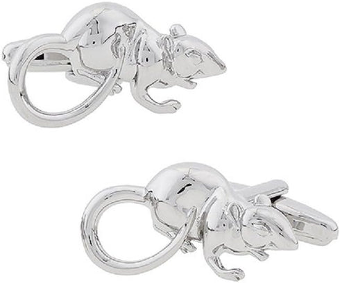Mouse Rat Animal Pair Cufflinks in Presentation Gift Box & Polishing Cloth...
