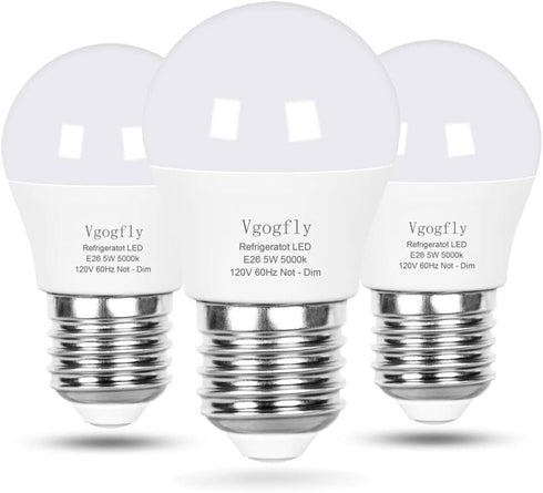 Vgogfly LED Refrigerator Light Bulb 40W Equivalent 120V A15 Fridge Waterproof Bulbs 5W Daylight White 5000K E26 Medium Base Freezer Home Lighting ...